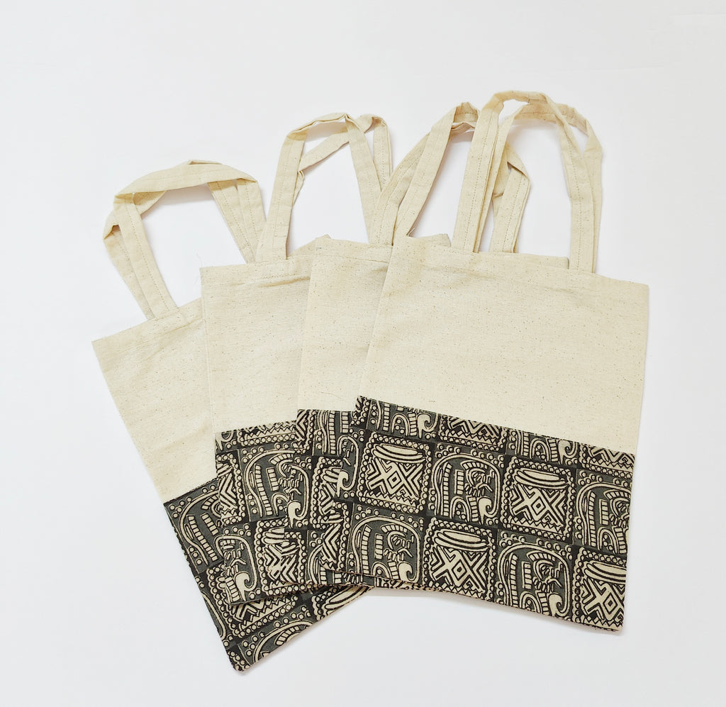 Kalamkari and Khadi Cotton bag - Set of 4 - Grey