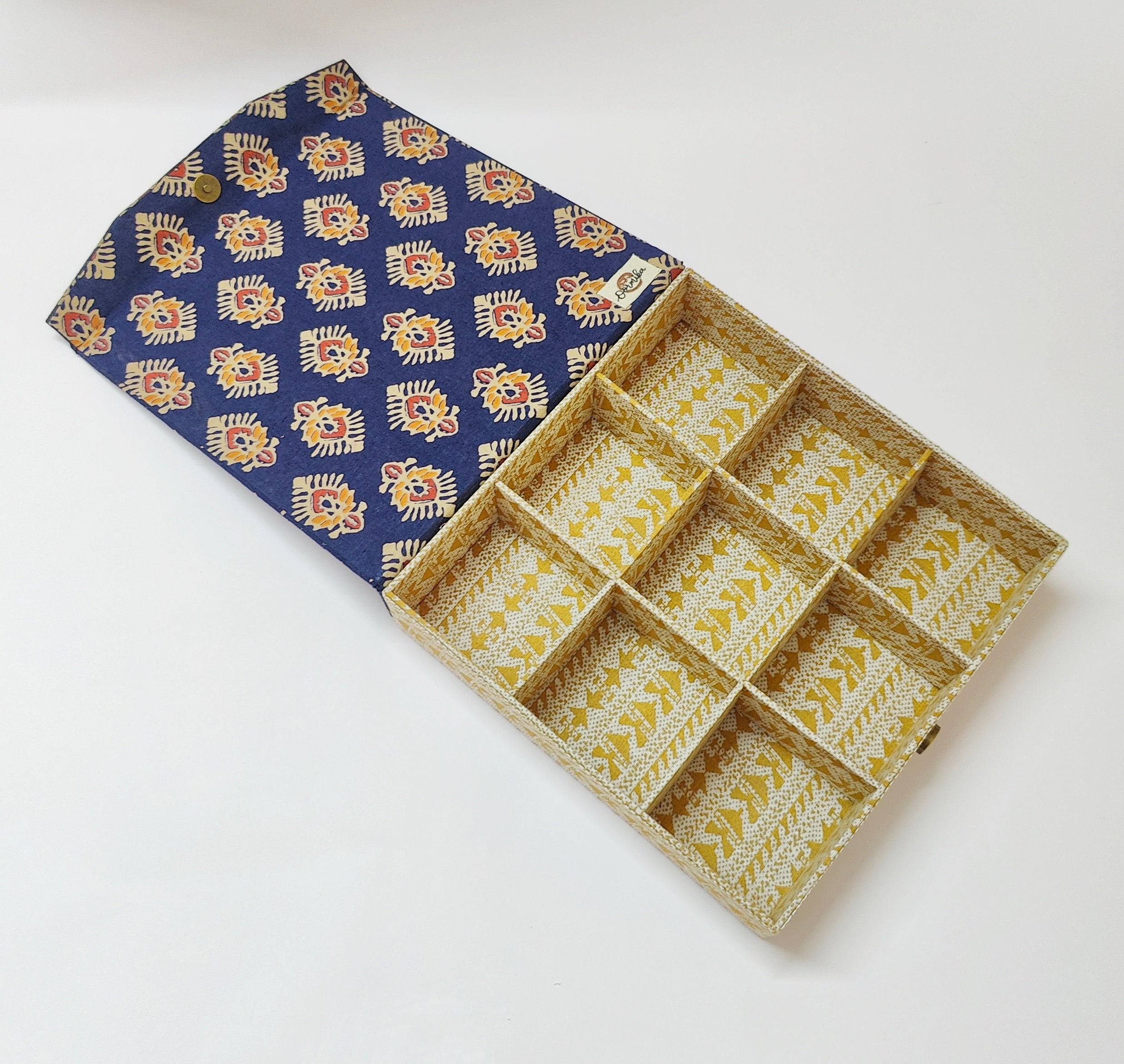 9 slot Jewellery organizer - Blue Ajrakh