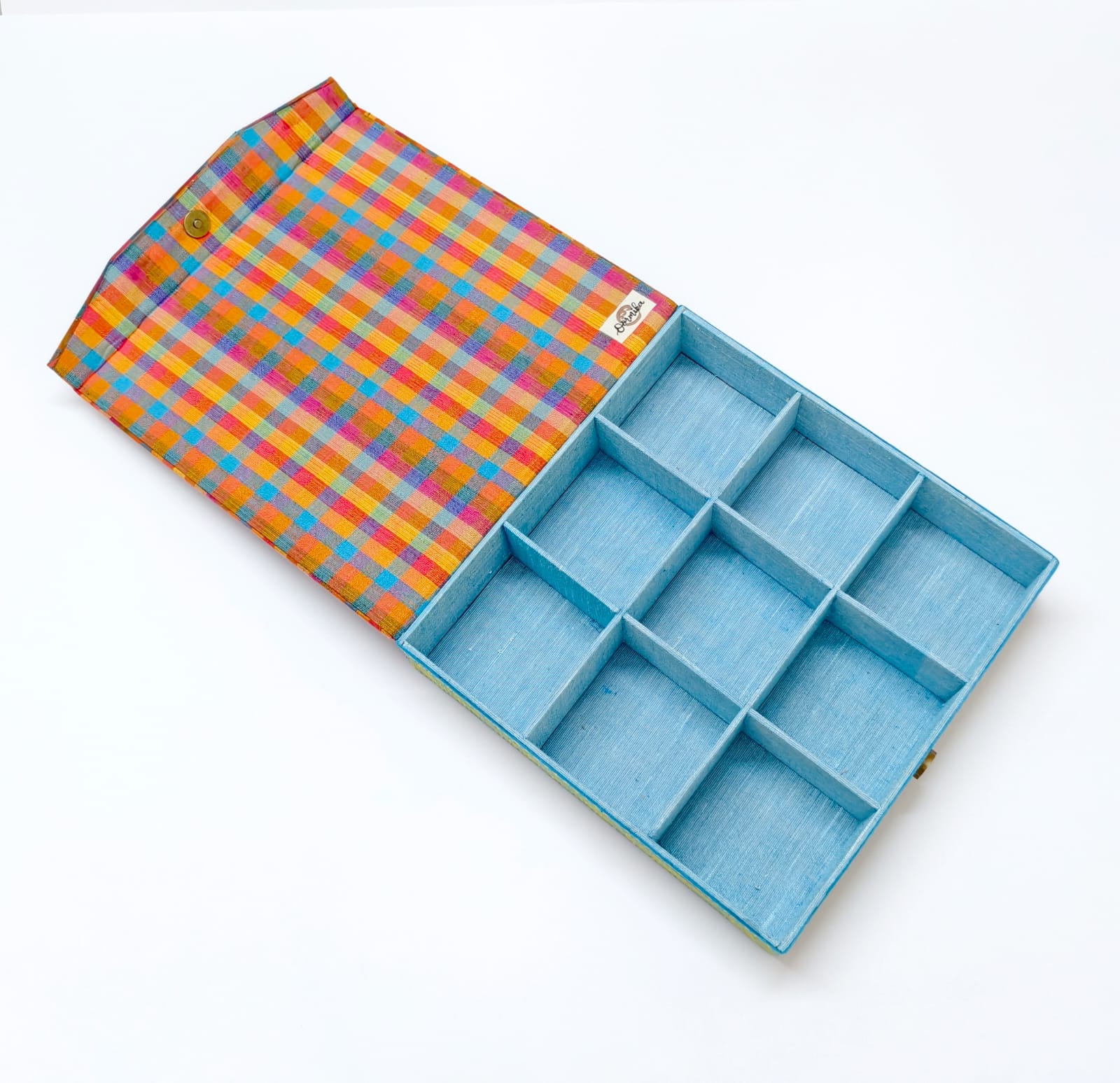 9 slot Jewellery organizer - Mangalagiri Blue Checks