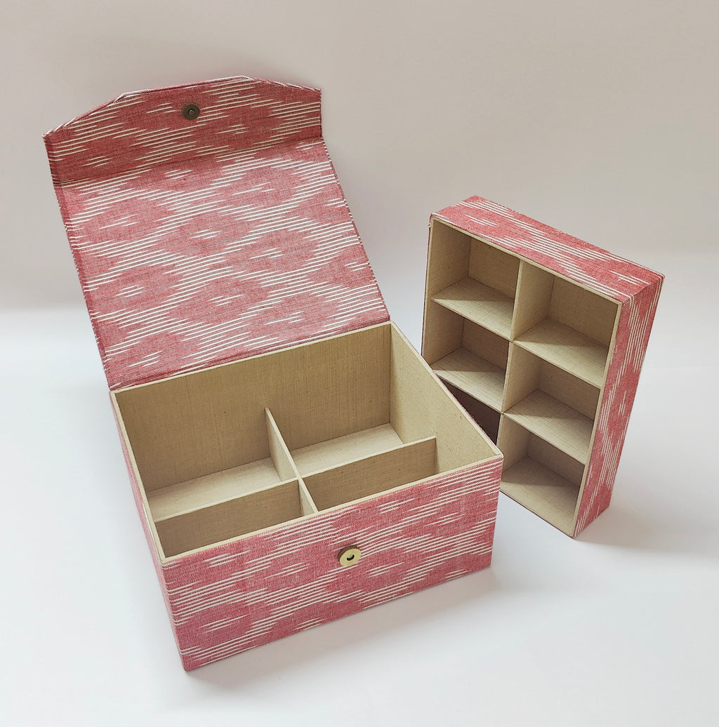 Double Level Jewellery Organizer - Pink Ikkat