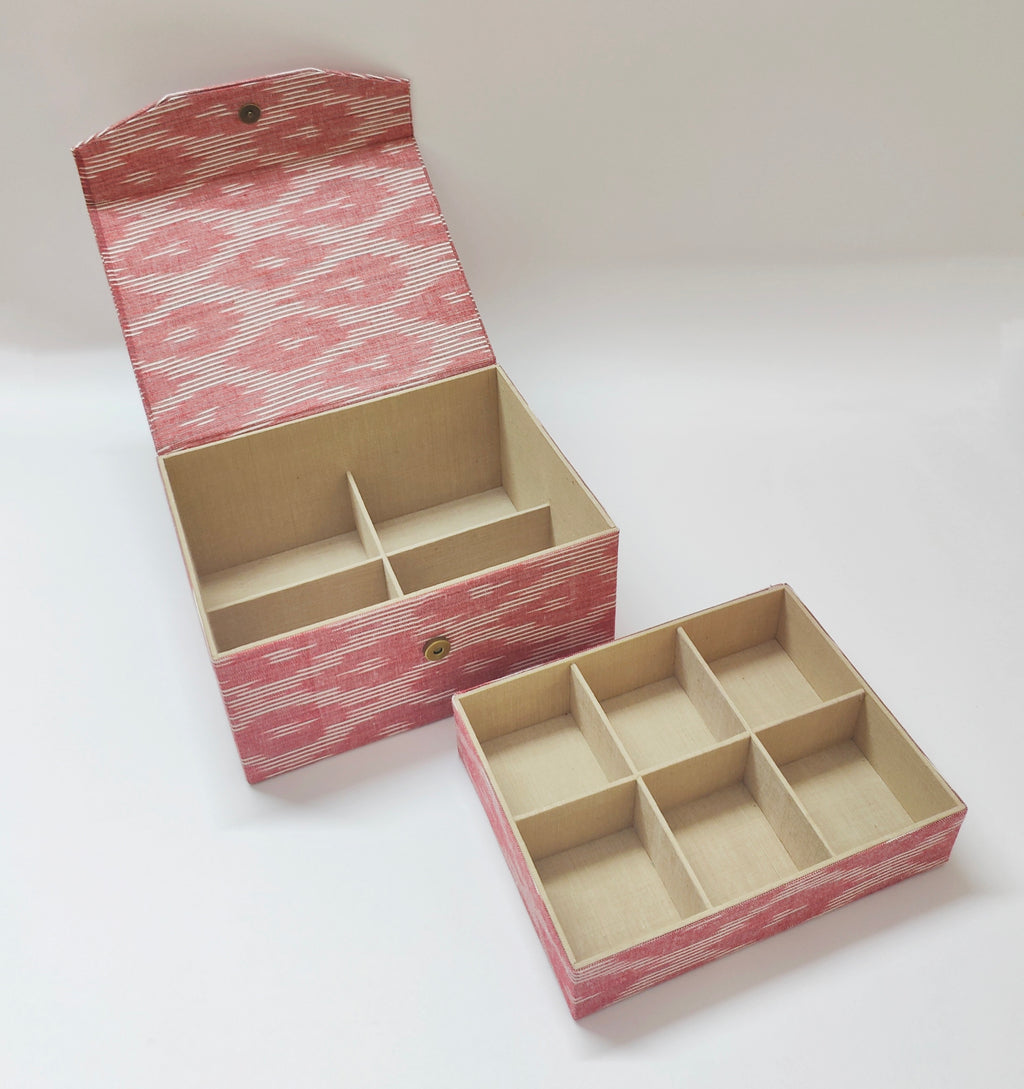 Double Level Jewellery Organizer - Pink Ikkat