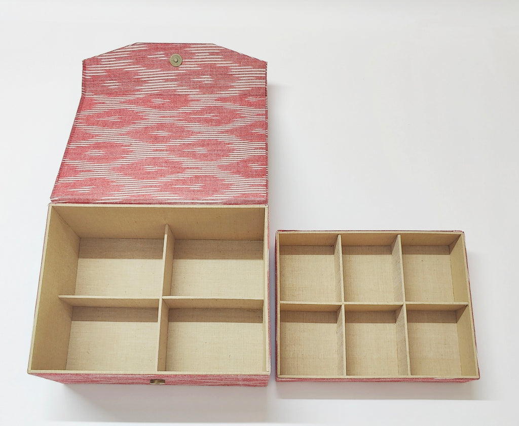 Double Level Jewellery Organizer - Pink Ikkat
