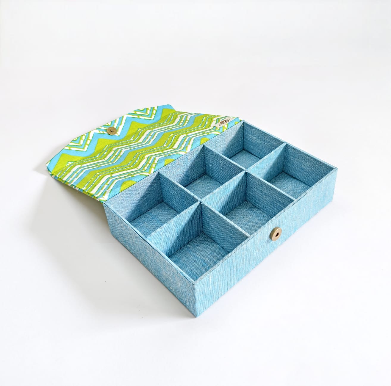 Rectangle 6 slot jewellery organizer - Blue &amp; Green