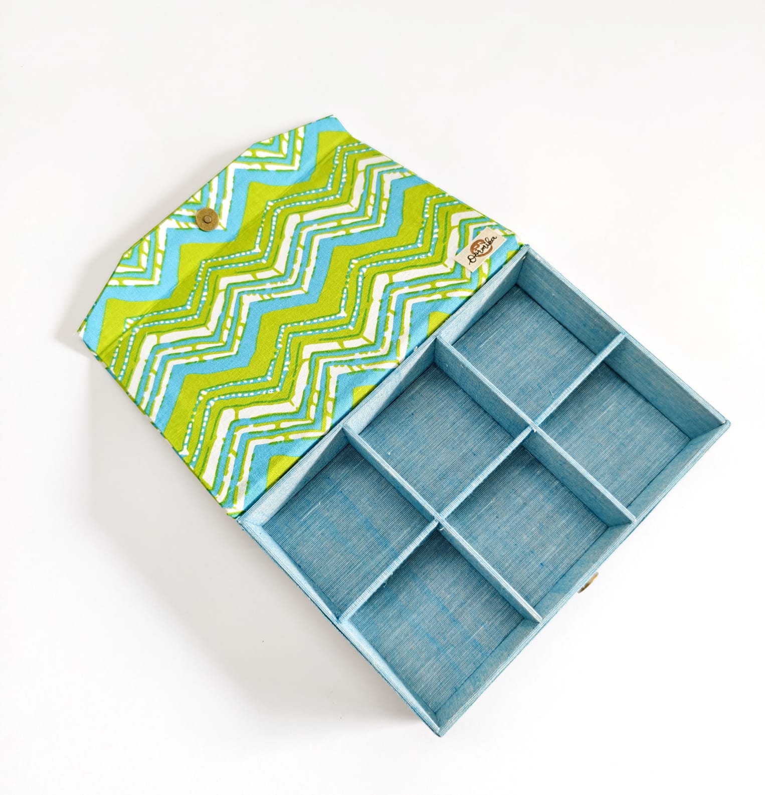 Rectangle 6 slot jewellery organizer - Blue &amp; Green