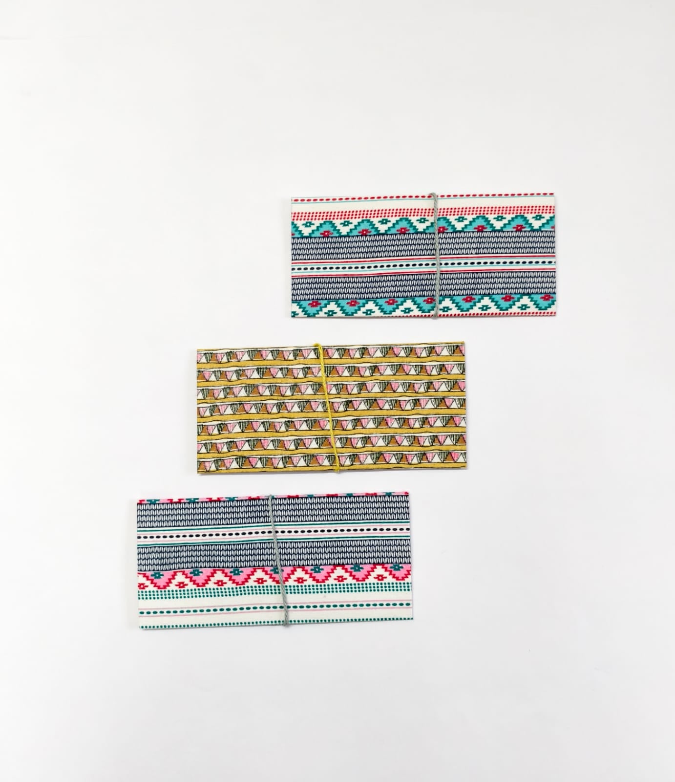 Set Of 3 Handmade Fabric Envelopes - ZigZags