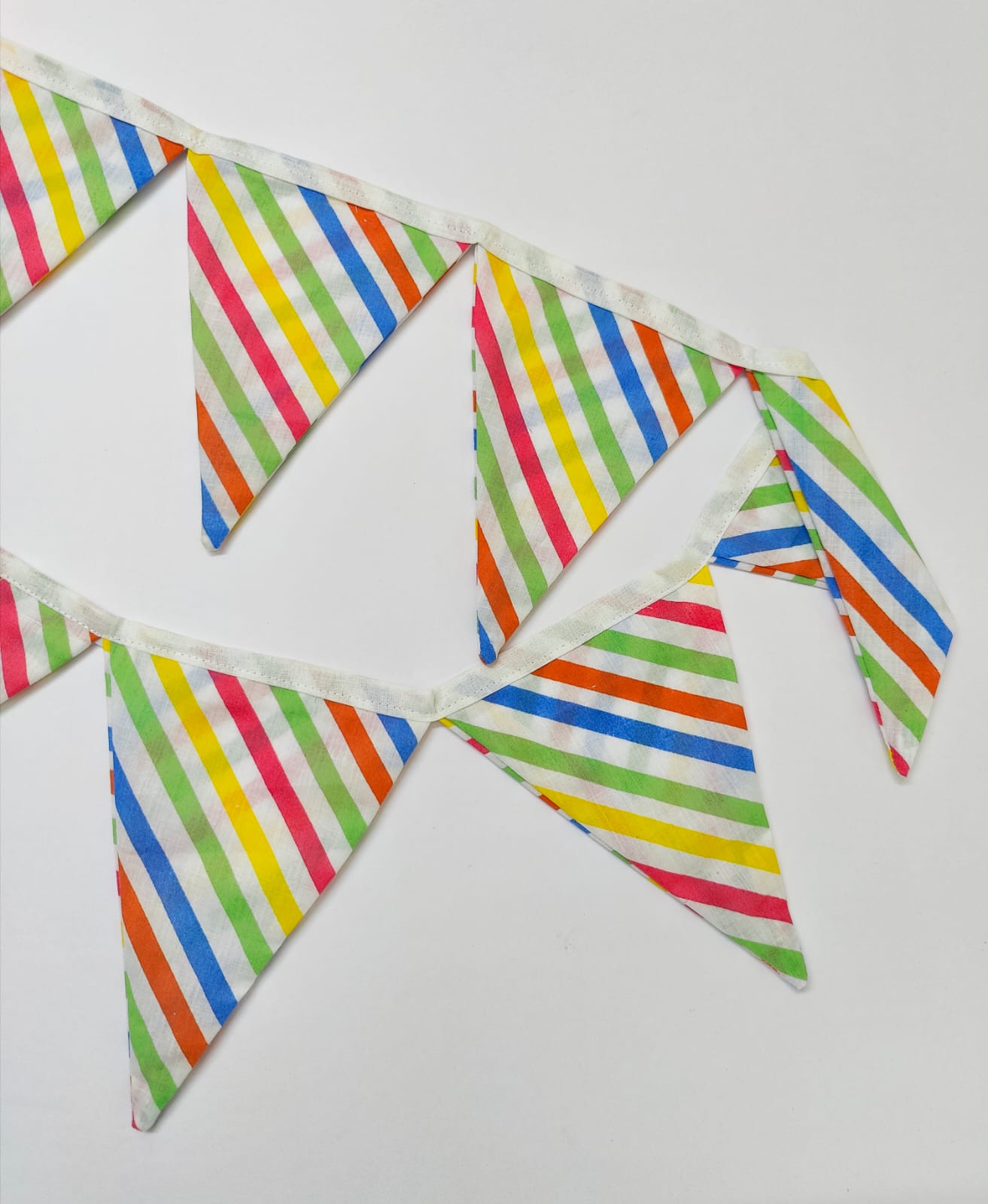 Fabric Banner/ Bunting - Reusable, Washable, Double-Sided - Party Stripes