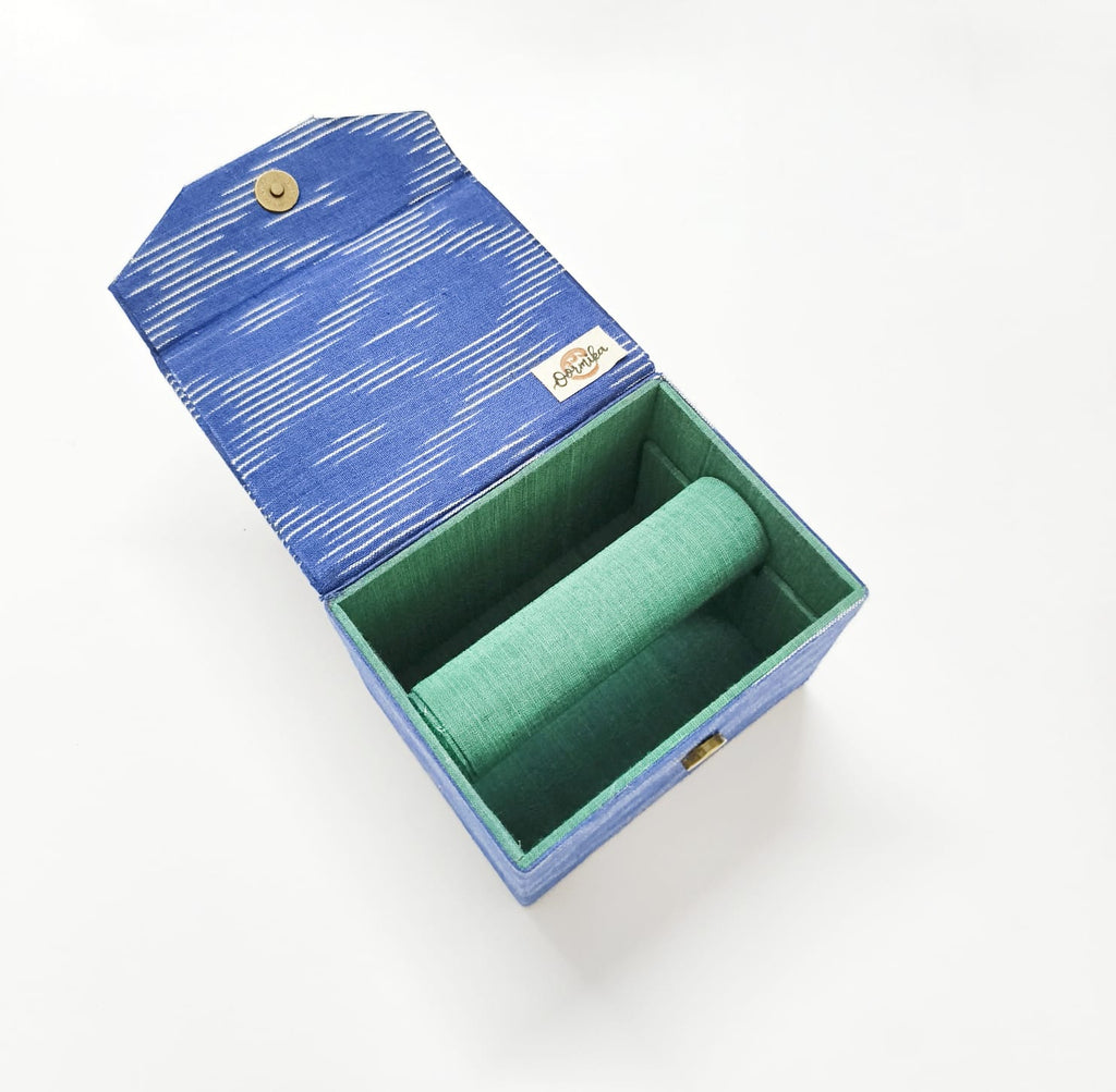 Bangle box - Small - Blue Ikkat
