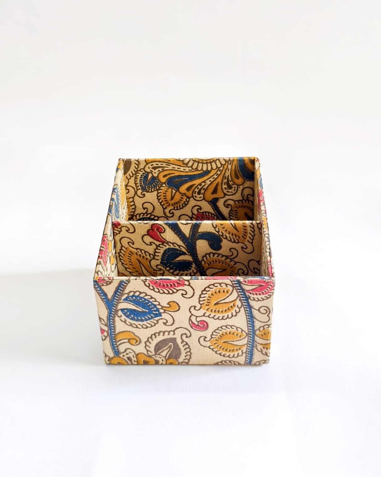 Small Remote control/ Multi-use/ Stationery Organizer - 2 slot - Floral Kalamkari