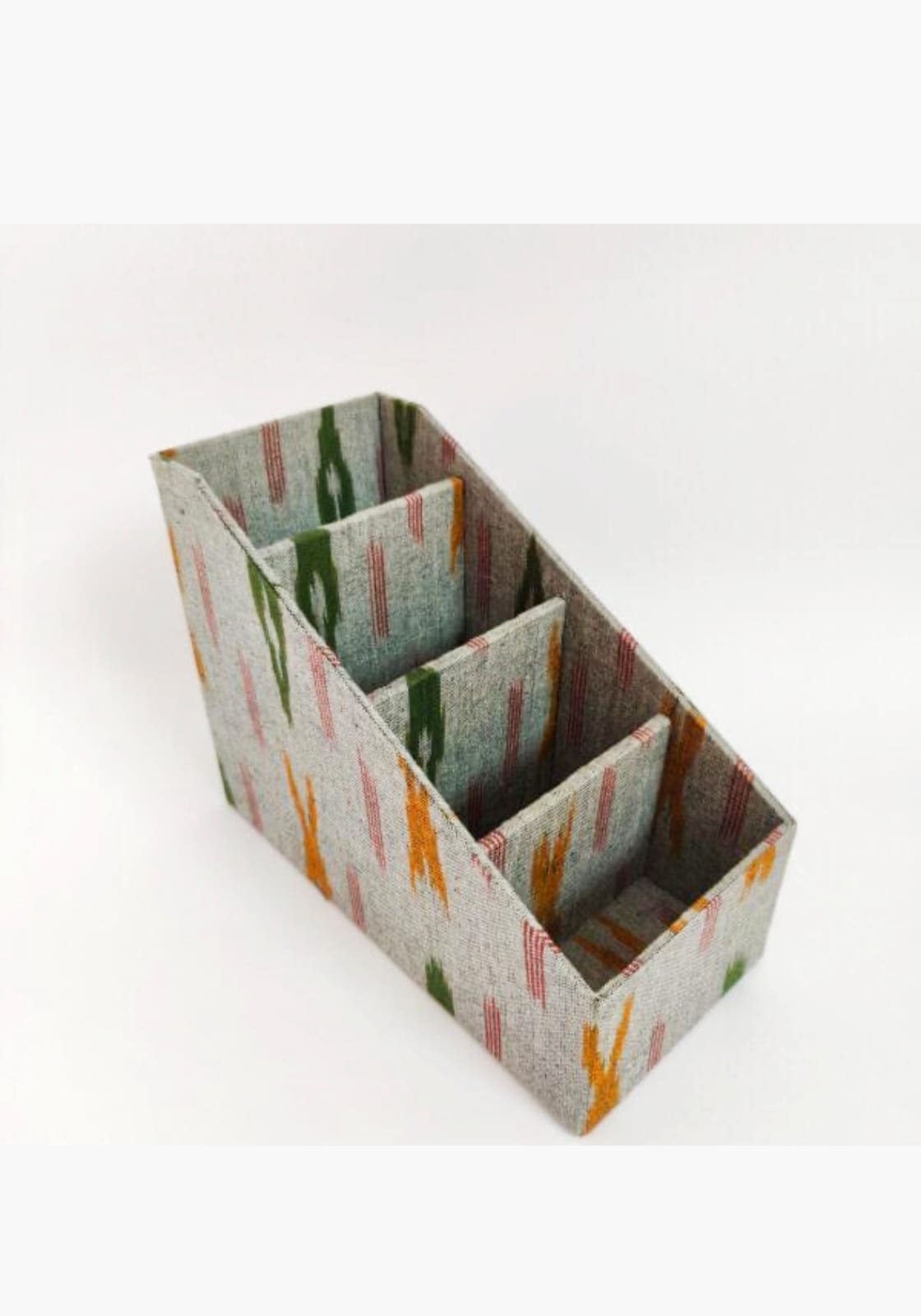 Remote control/ Multi-use/ Stationery Organizer - 4 Slot - Ikkat Grey