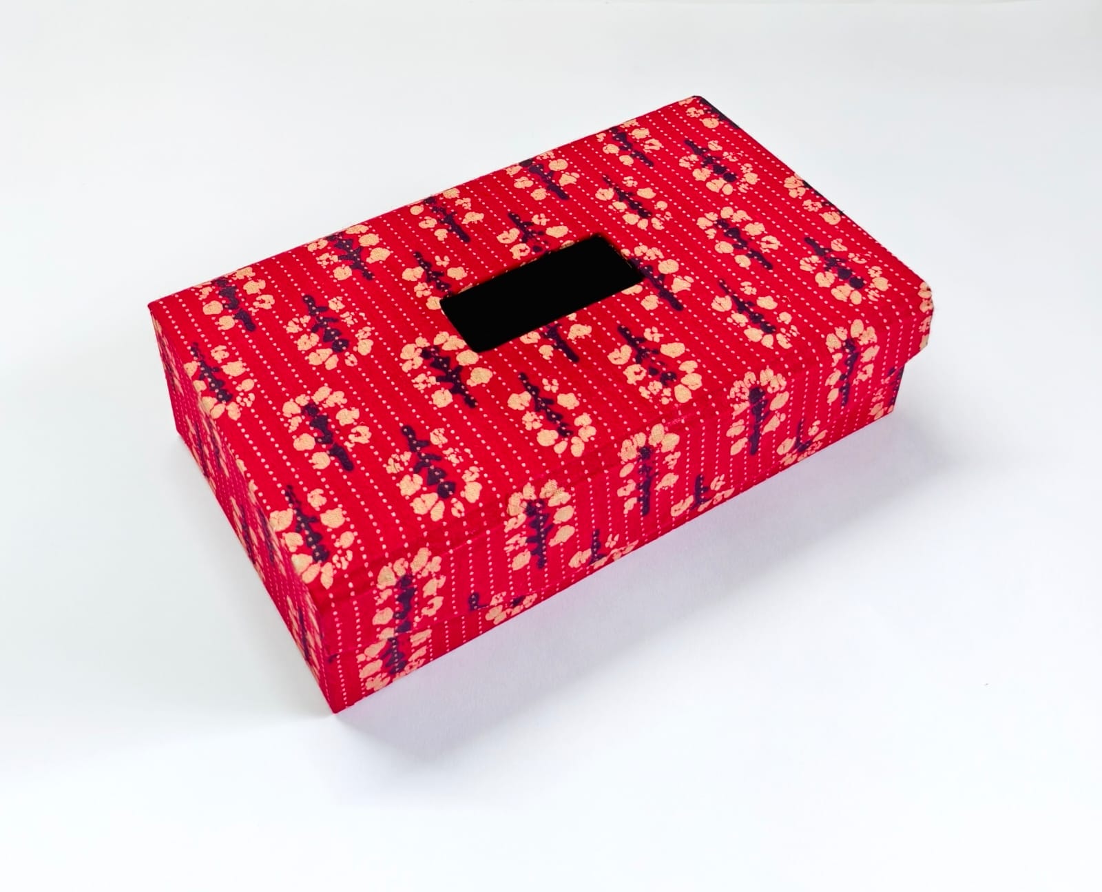 Rectangle tissue box - Red Ajrak