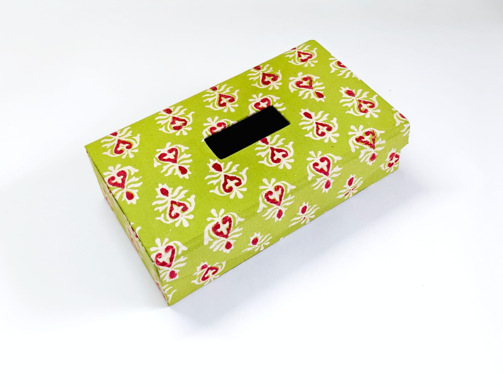 Rectangle tissue box - Green Block Print