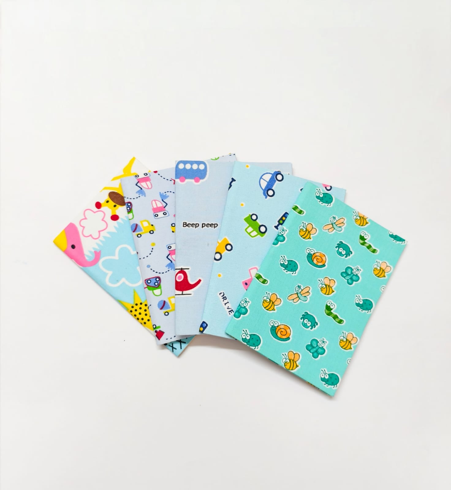 Notebooks - A6 size - Set of 5 - Blue &amp; Green (Cars, Bugs &amp; the Zoo)