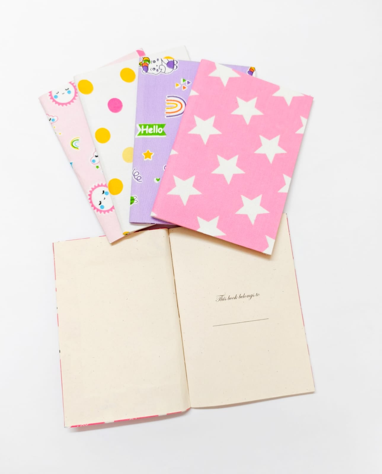 Notebooks - A6 size - Set of 5 - Pinks &amp; Purples (Bunnies, Stars &amp; Unicorns)