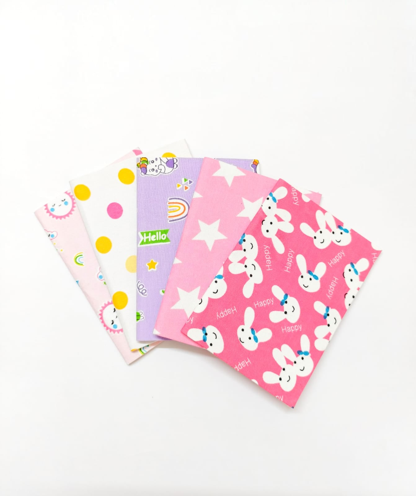 Notebooks - A6 size - Set of 5 - Pinks &amp; Purples (Bunnies, Stars &amp; Unicorns)