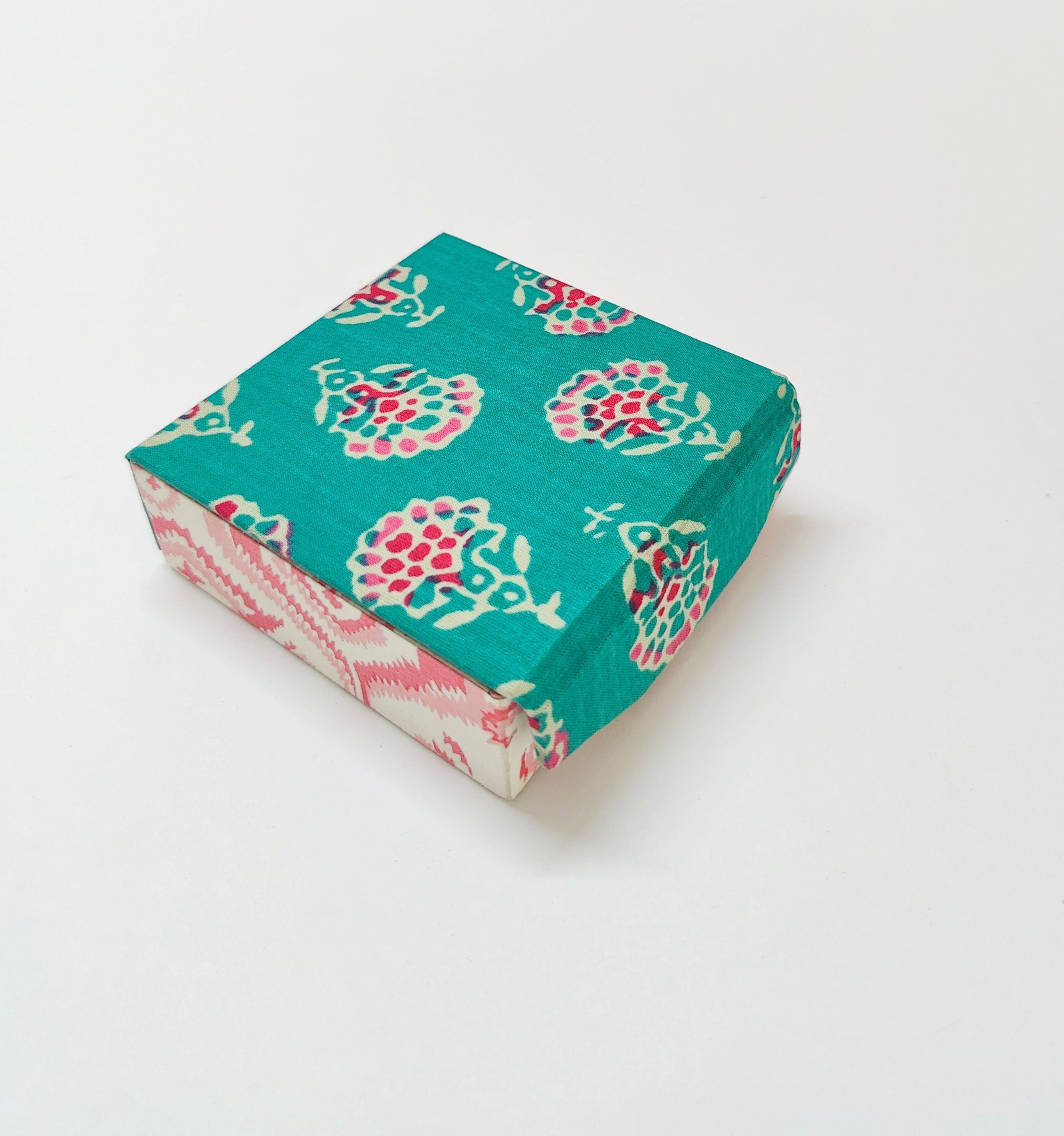 Small 9 slot travel jewellery organizer - Floral Green &amp; Pink