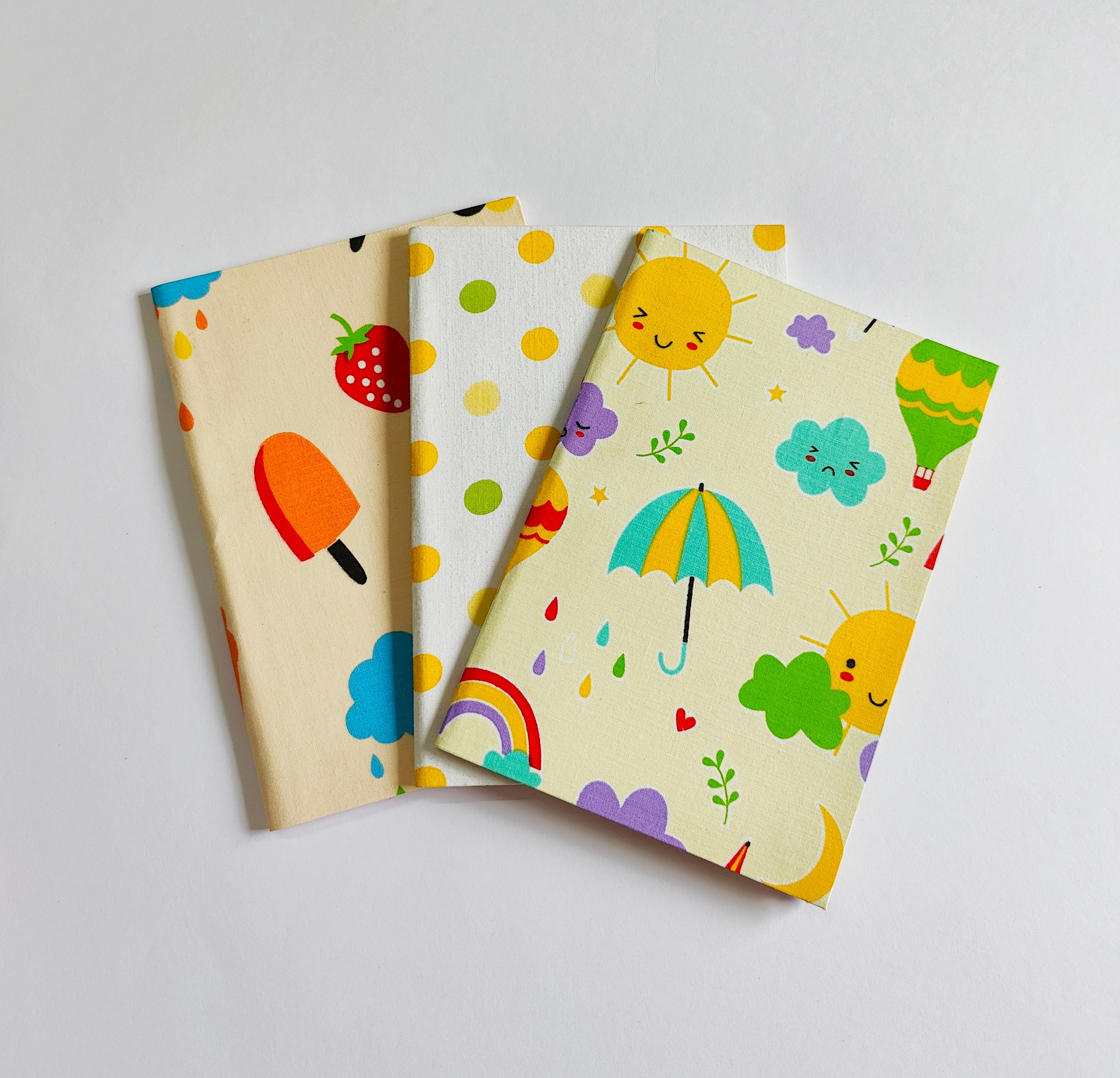 Notebooks - A5 size - Set of 3 - Ice-creams &amp; Rainbows