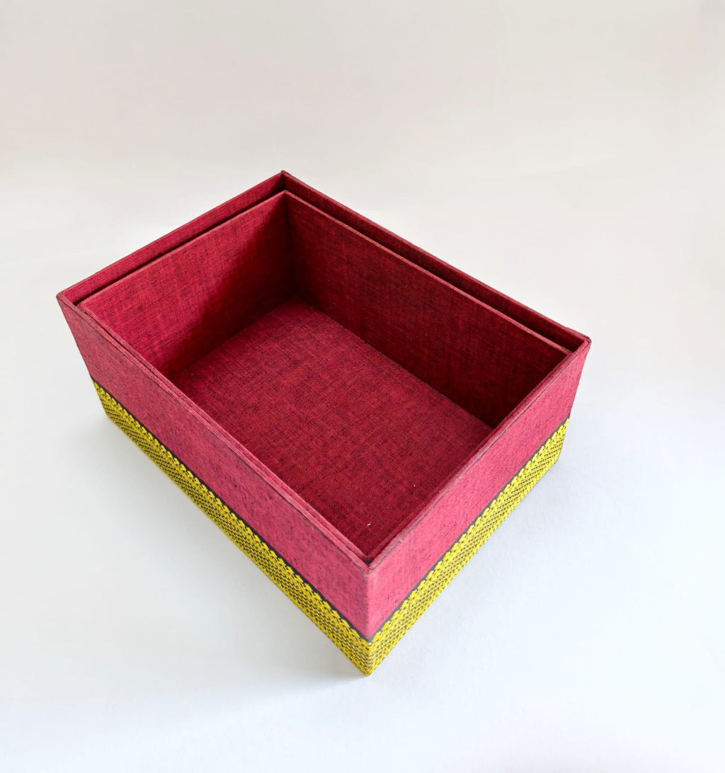Set of 2 Open Storage boxes - Maroon Mangalagiri